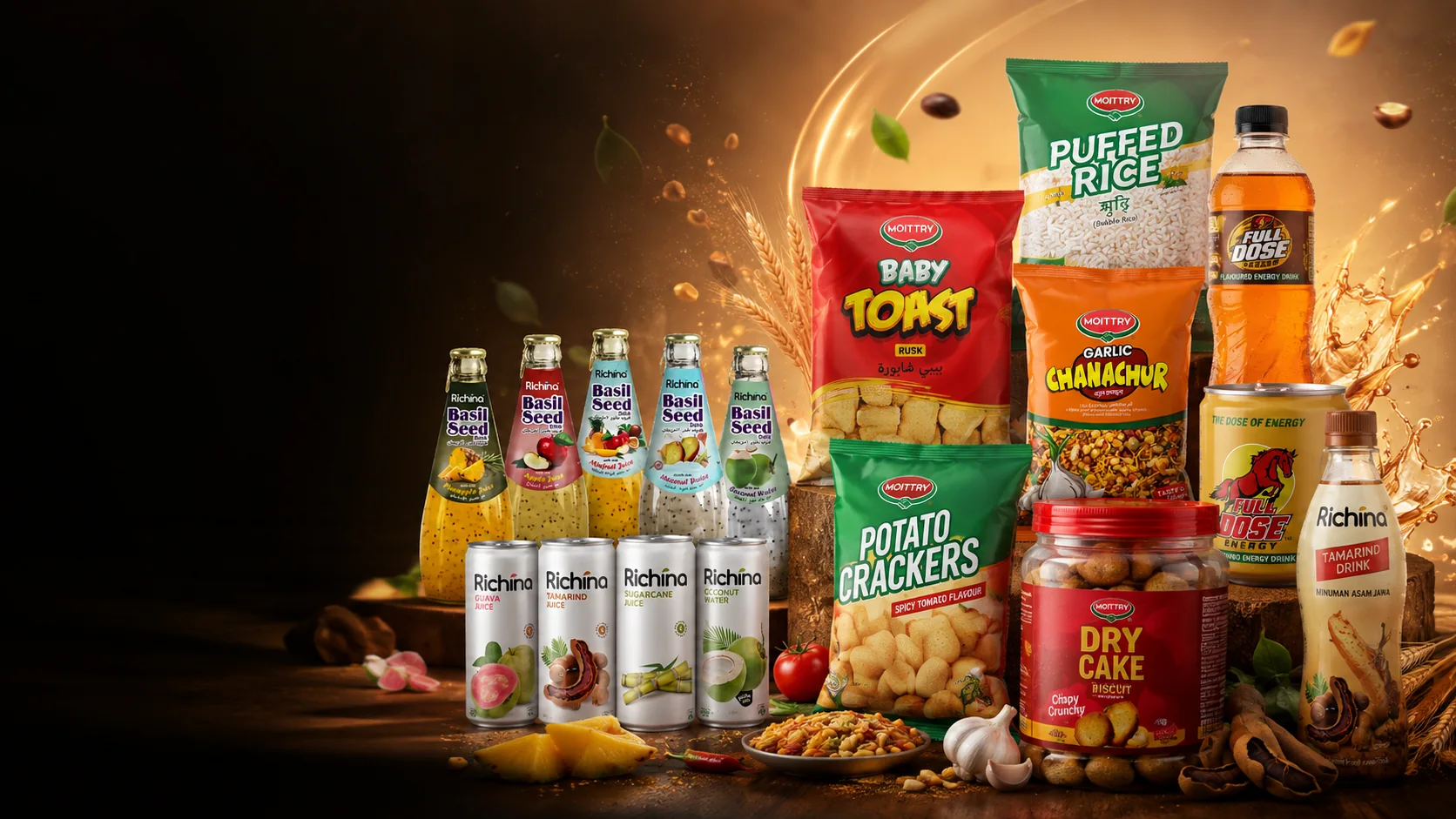 Moittry food and beverage product range